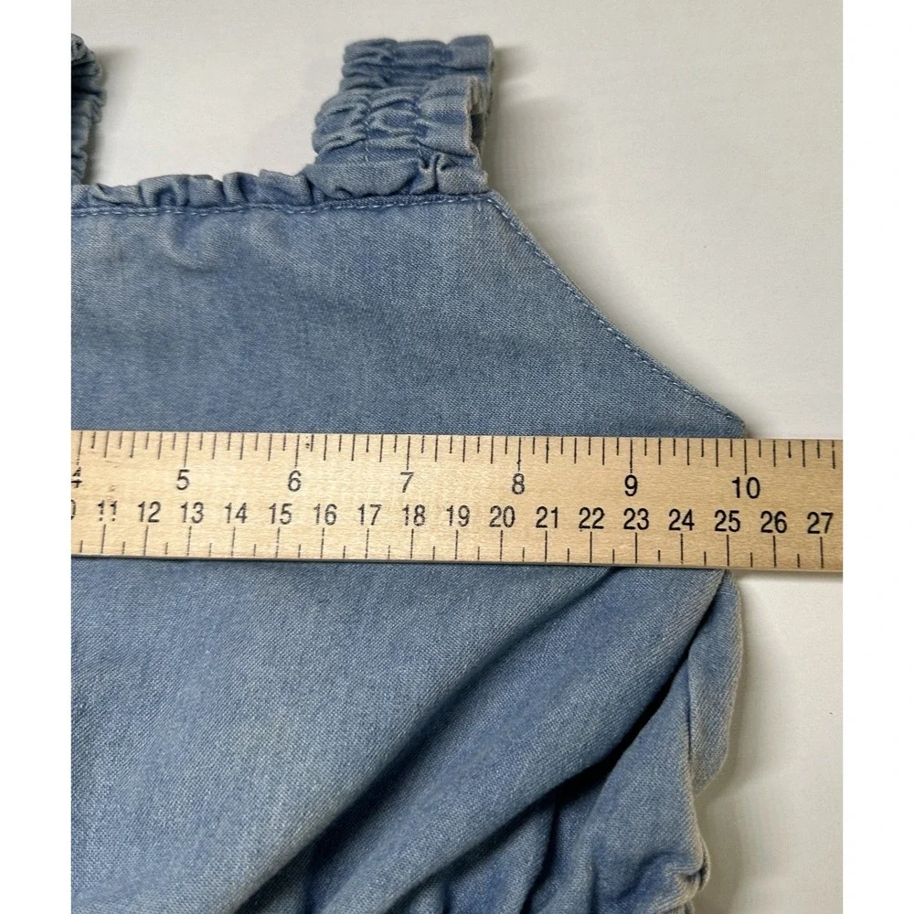 BCBG  Denim Dress Girls Size 5T Blue Pullover Sleeveless Stretch Flowy Summer